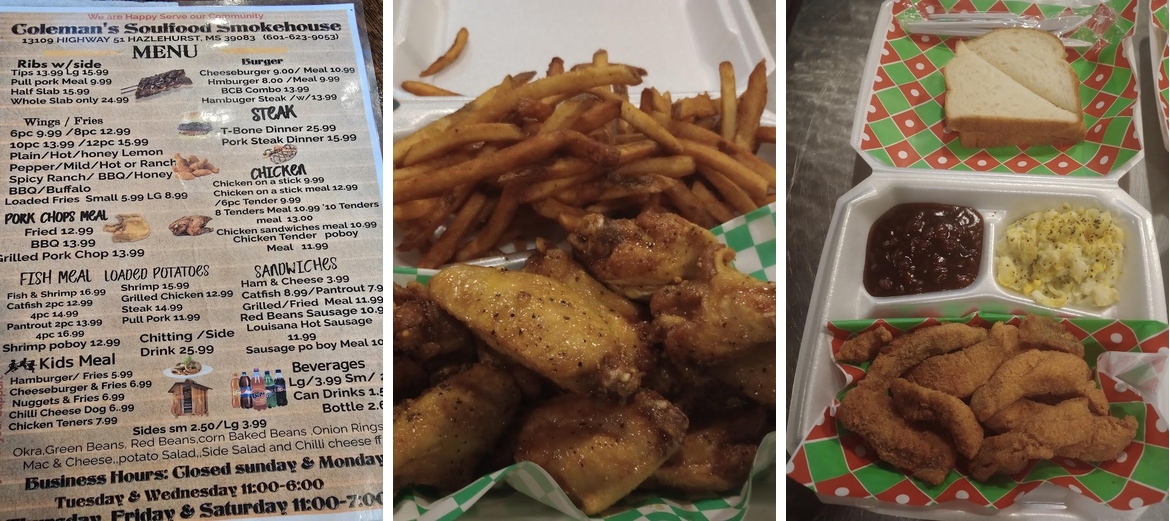 Coleman's soul food smokehouse Menu