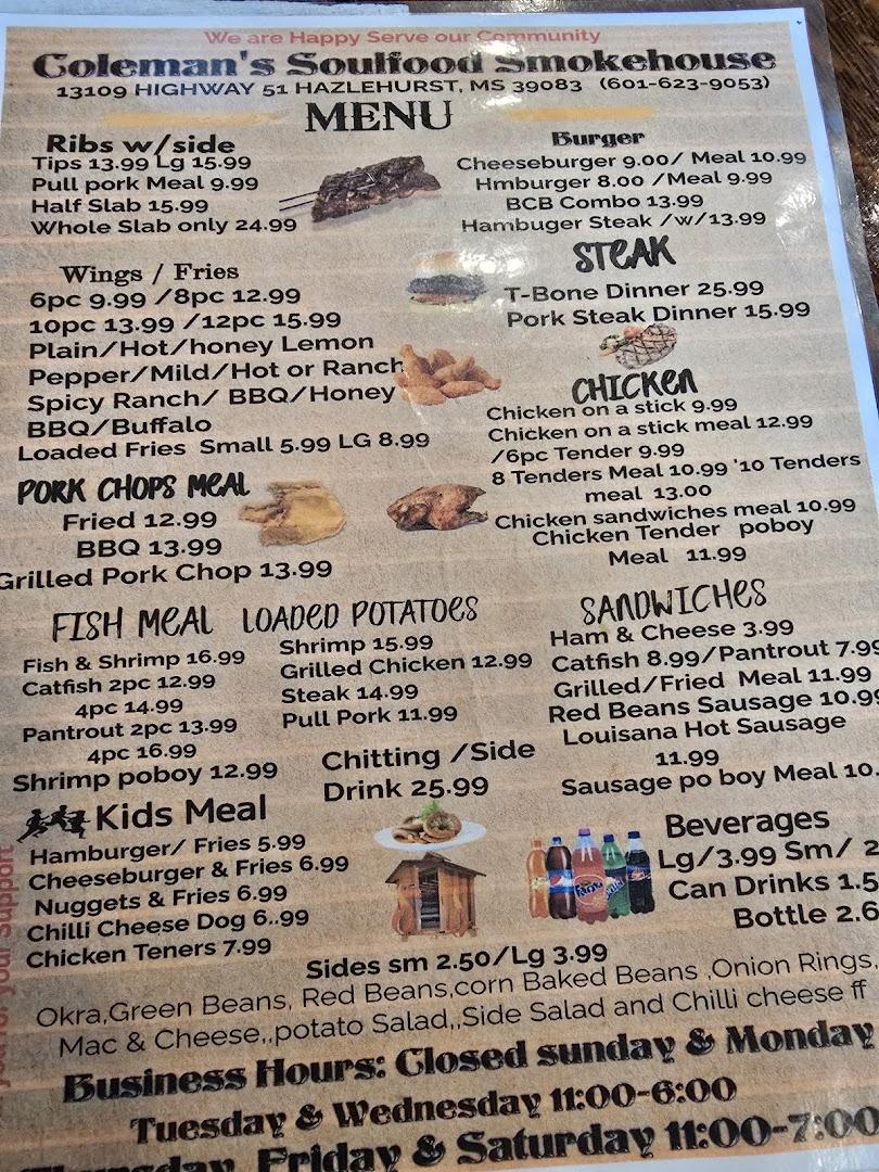 Coleman's soul food smokehouse